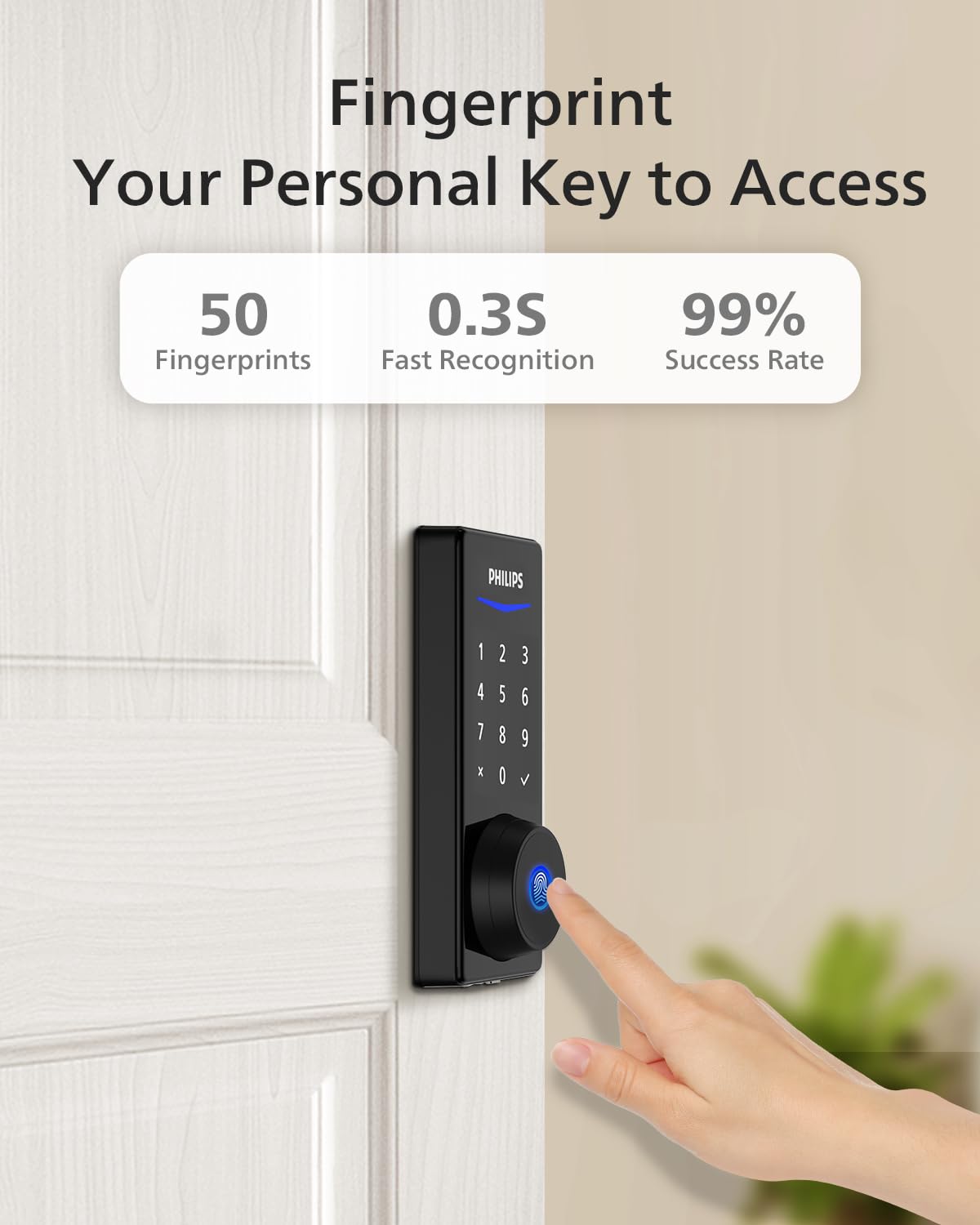 Guest PIN generation in the Philips app for visitors.