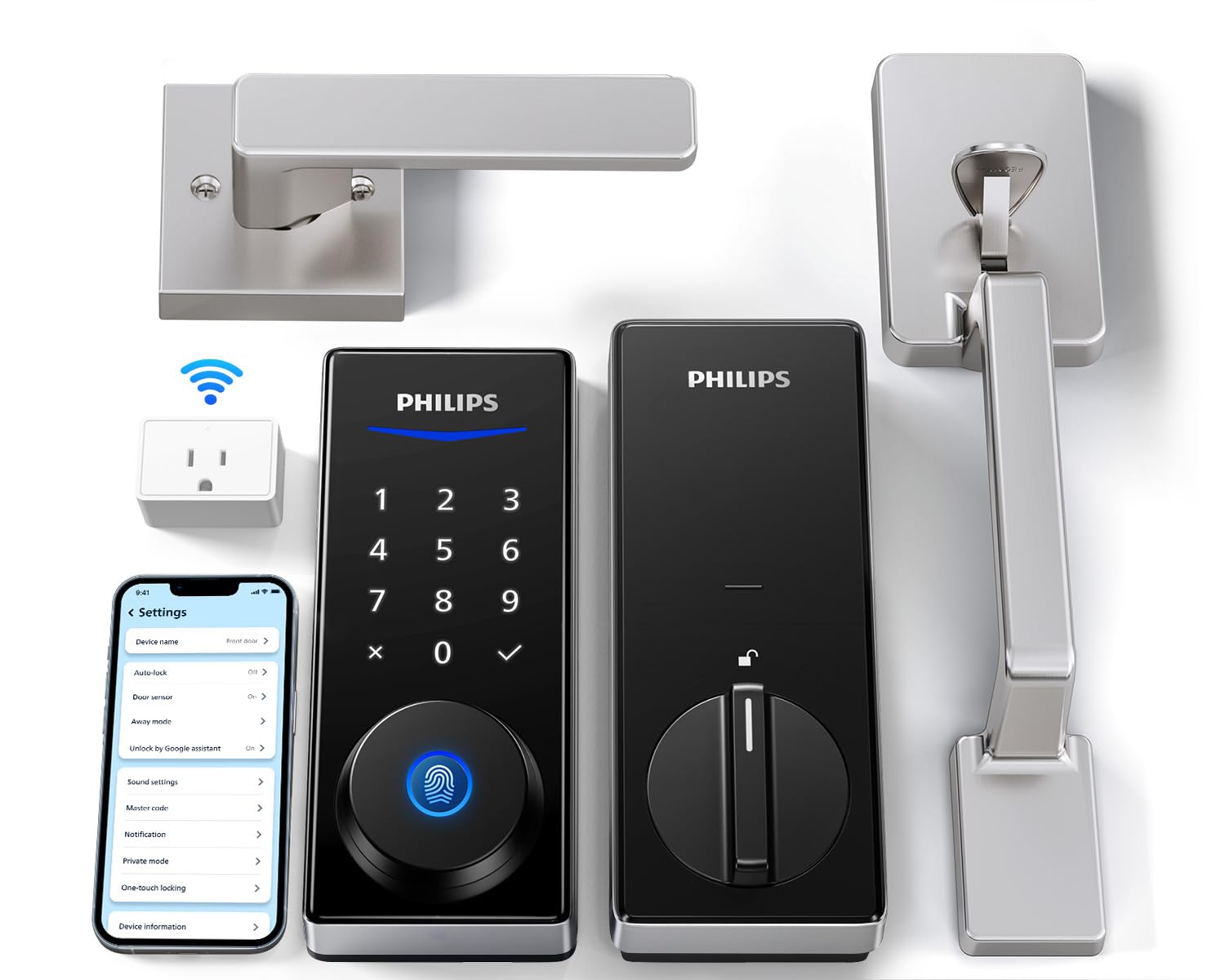 Philips Wi-Fi Smart Lock with Handle front view shows modern keyless entry at the main door.