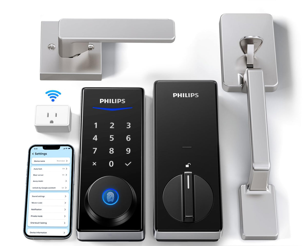 Philips Wi-Fi Smart Lock with Handle front view shows modern keyless entry at the main door.