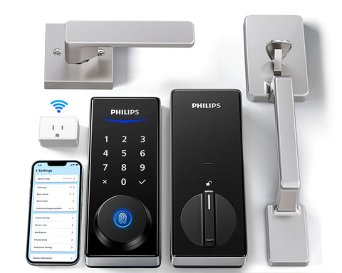 Philips Wi-Fi Smart Lock with Handle front view shows modern keyless entry at the main door.