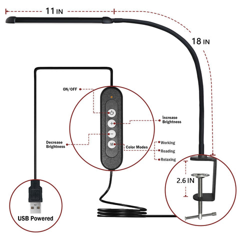 Phimuezl desk lamp color modes provide warm to cool light