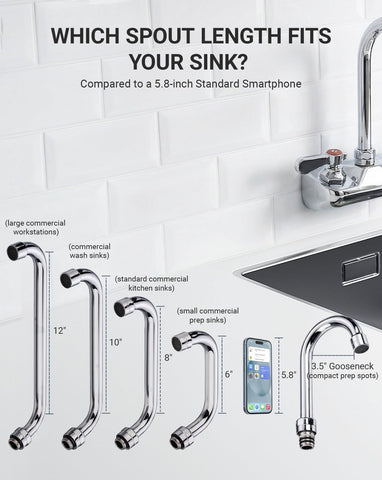 Phivan available fittings and spout lengths for customization