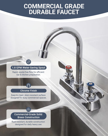 Phivan faucet suits bar, laundry, RV, and restaurant sinks.