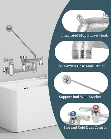 Phivan brass utility sink faucet demonstrating durable construction for commercial use.
