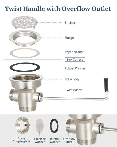 Phivan brass waste drain valve in die-cast construction for durability
