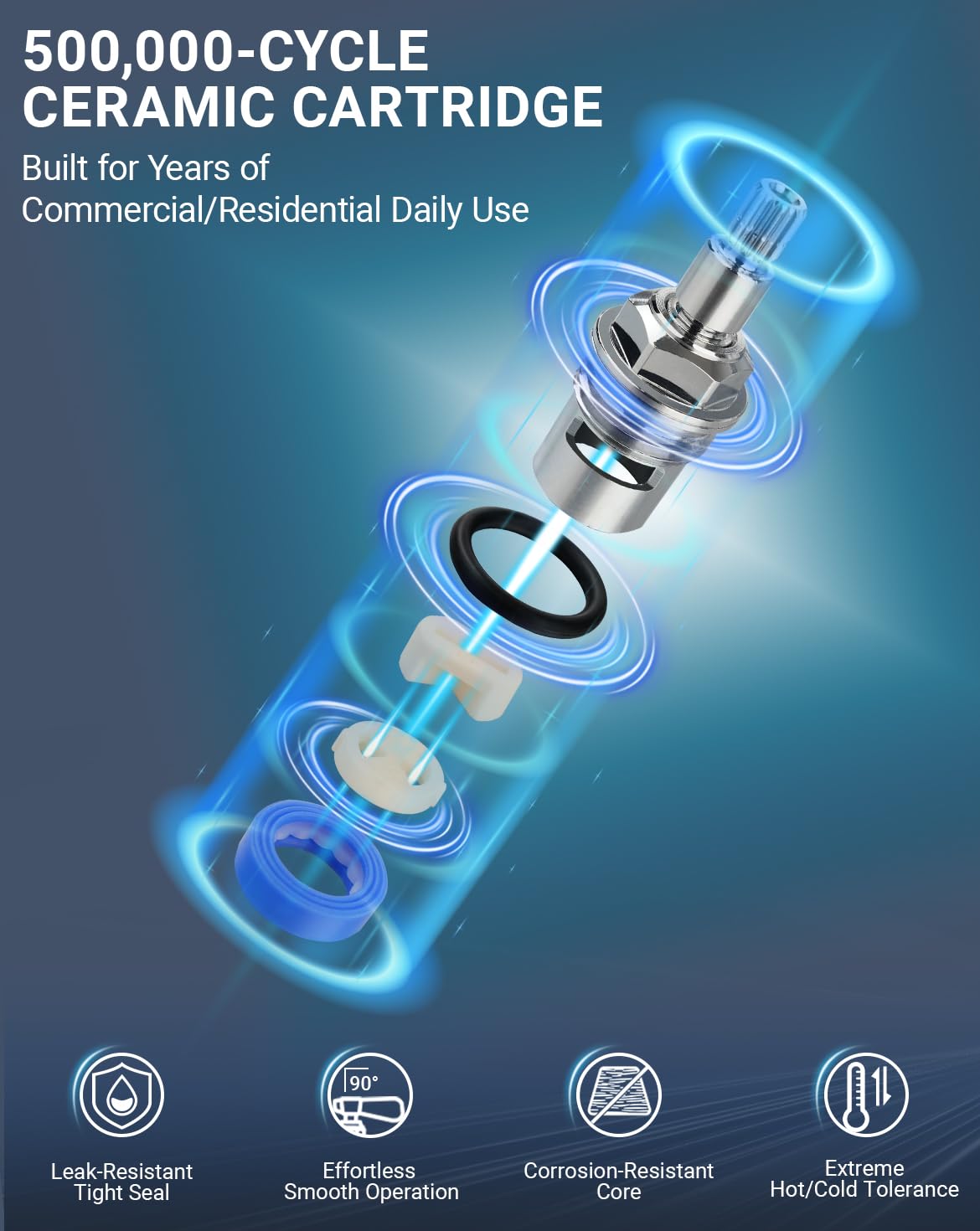 Phivan ceramic valve closeup ensuring reliable shutoff and long-term durability.