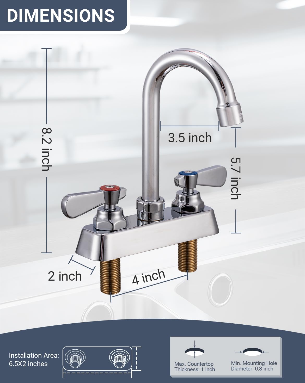 Phivan gooseneck spout 3-1/2-inch, smooth swivel for easy sink access.