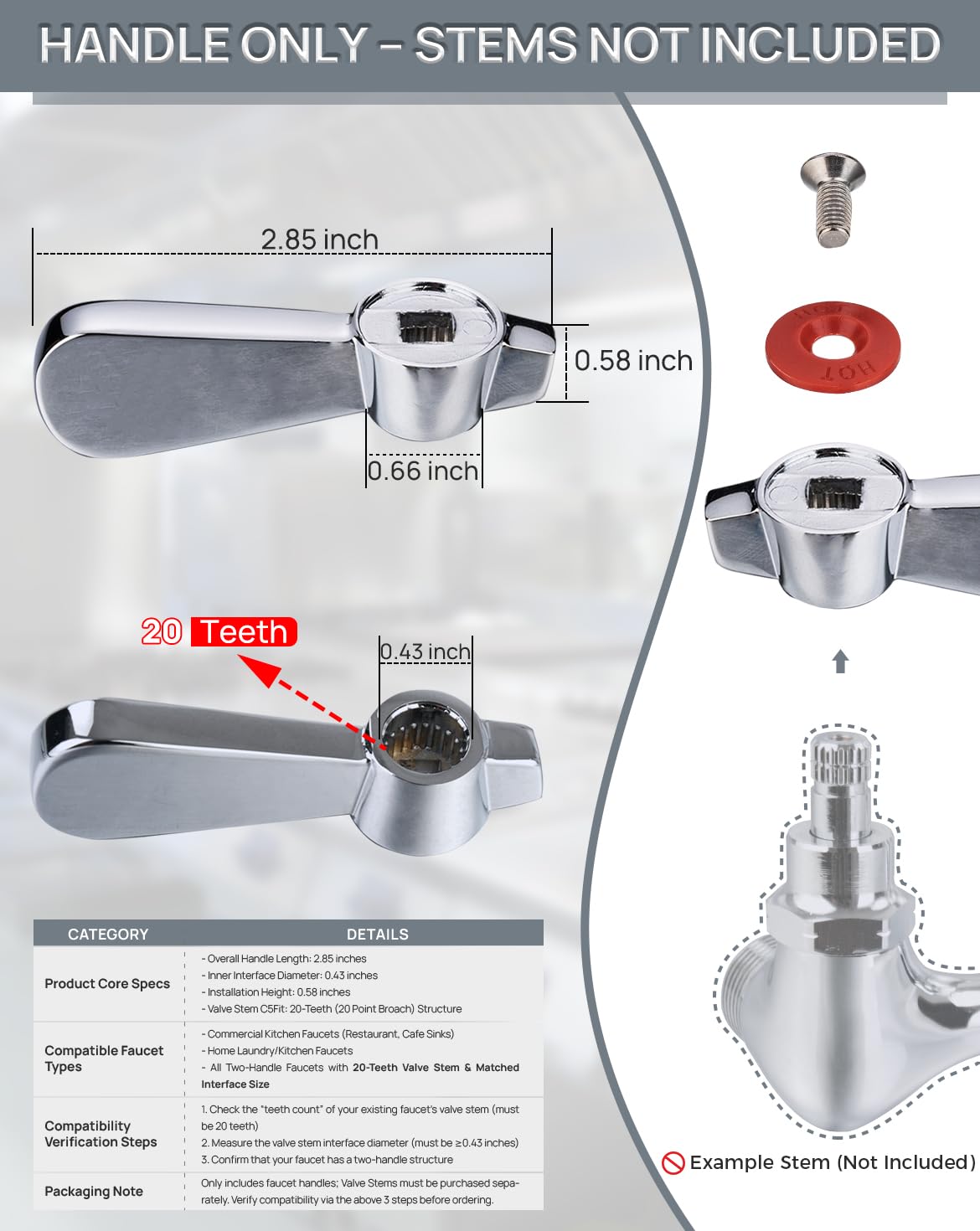 Phivan ergonomic lever with wrist blade for comfortable operation.