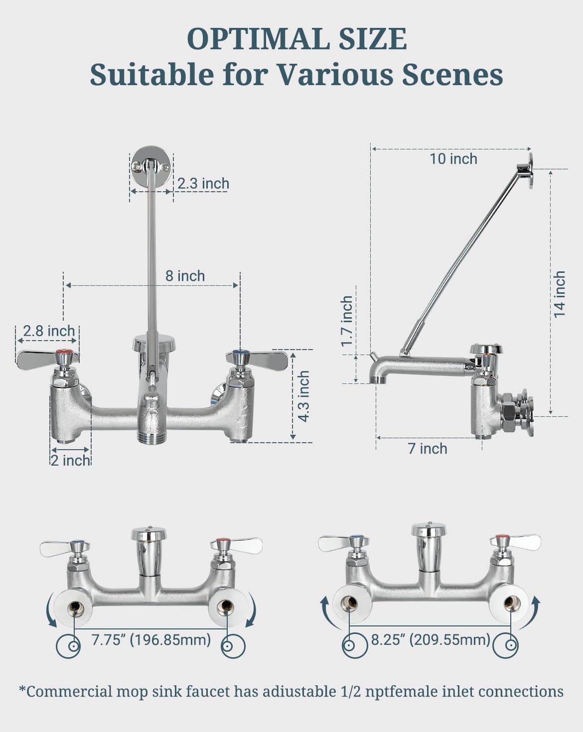 Phivan mop sink faucet with convenient pail hook for easy bucket handling.