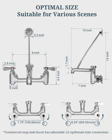 Phivan mop sink faucet with convenient pail hook for easy bucket handling.