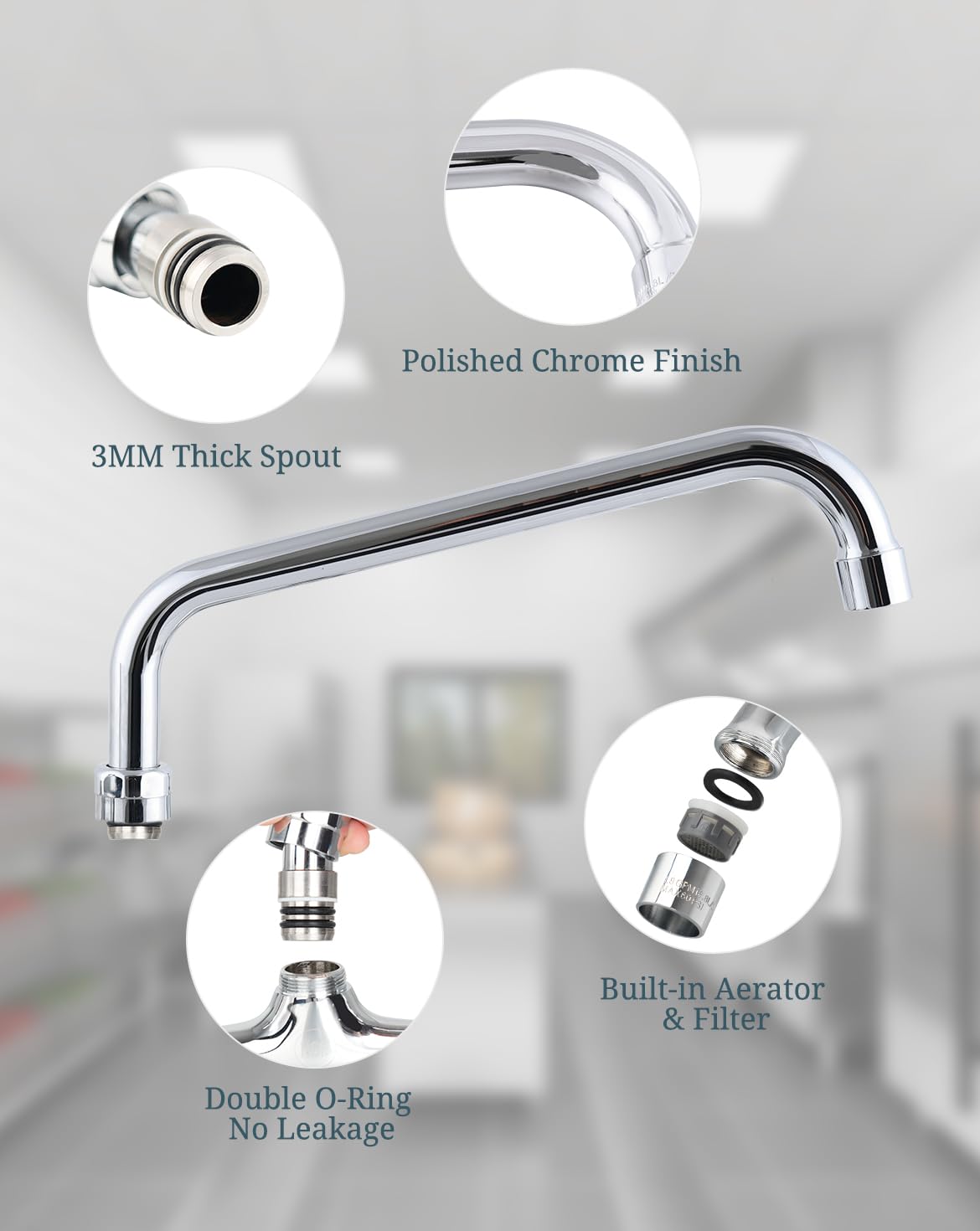 Phivan stainless brass spout delivers durable performance in busy kitchens.