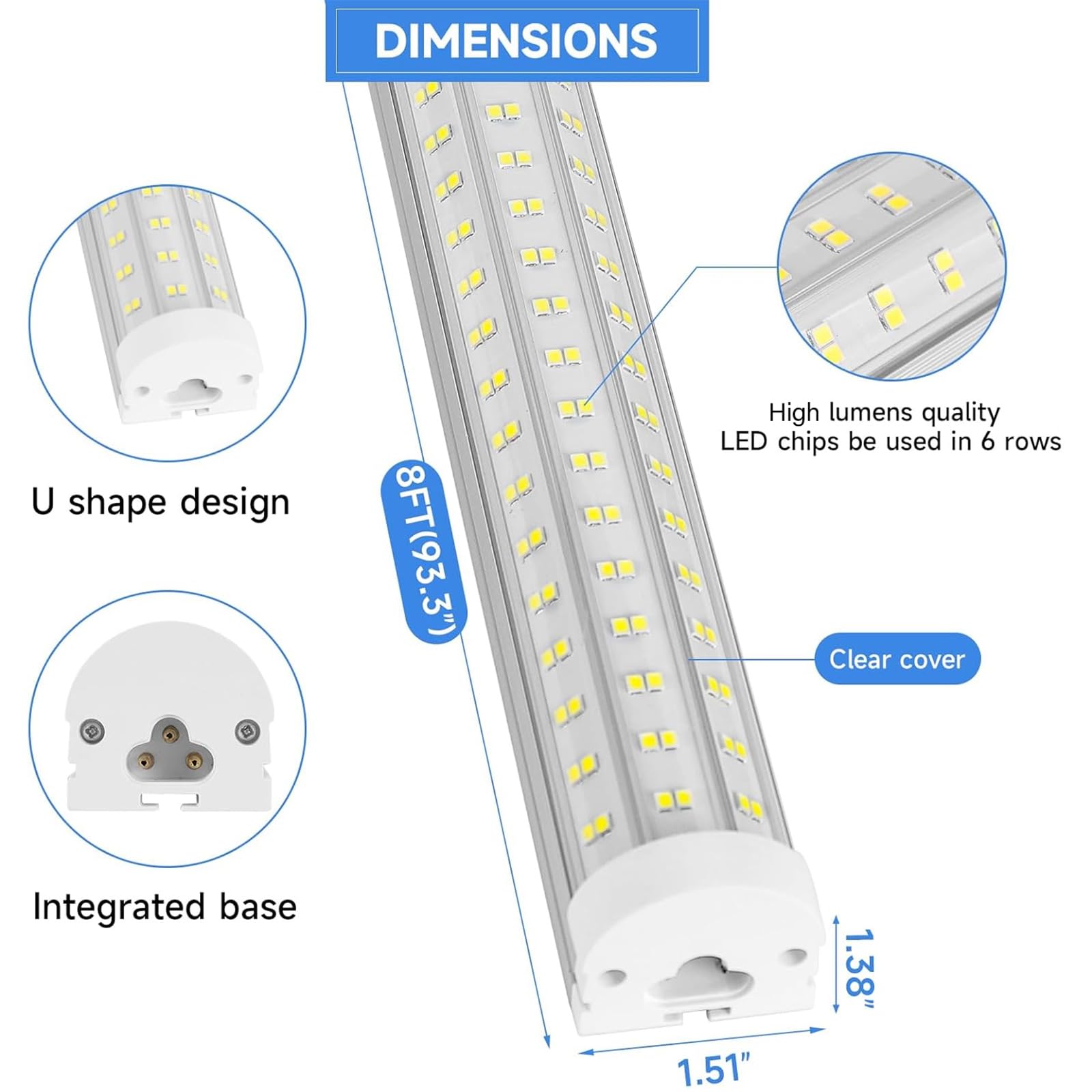Phiwicsh 8FT LED kit includes end caps and connectors for quick setup