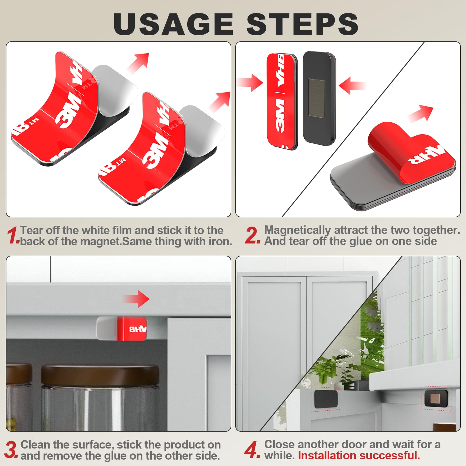 PHIXBEAR adhesive tape installation demonstrates easy tool free mounting on clean surfaces.