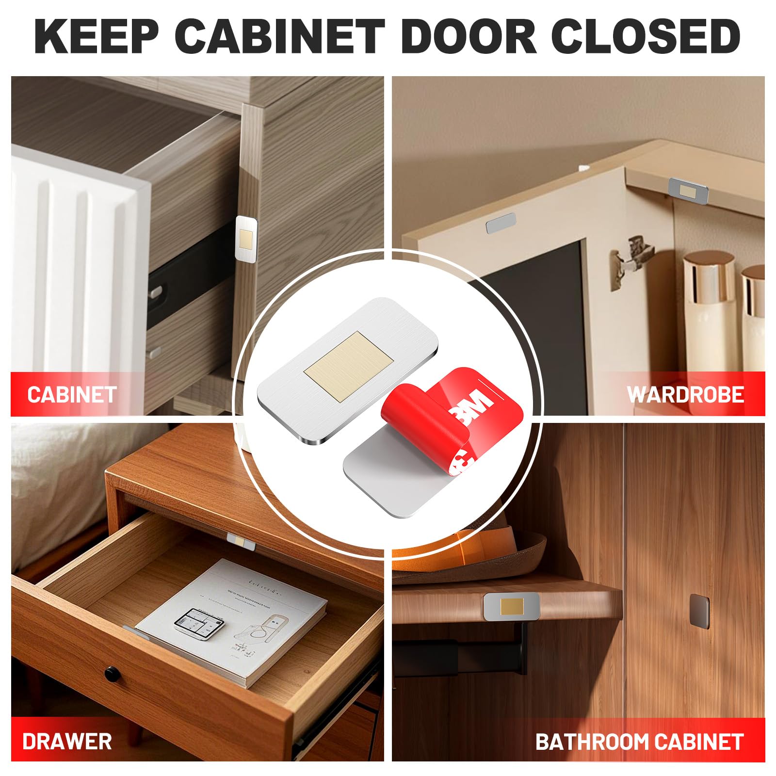 PHIXBEAR six-pack magnetic catches for kitchens, bathrooms, and closets
