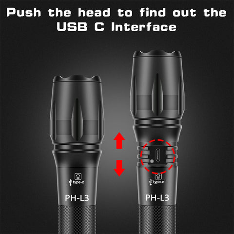 PHIXTON LED flashlight side illumination highlights bright beam for outdoor adventures