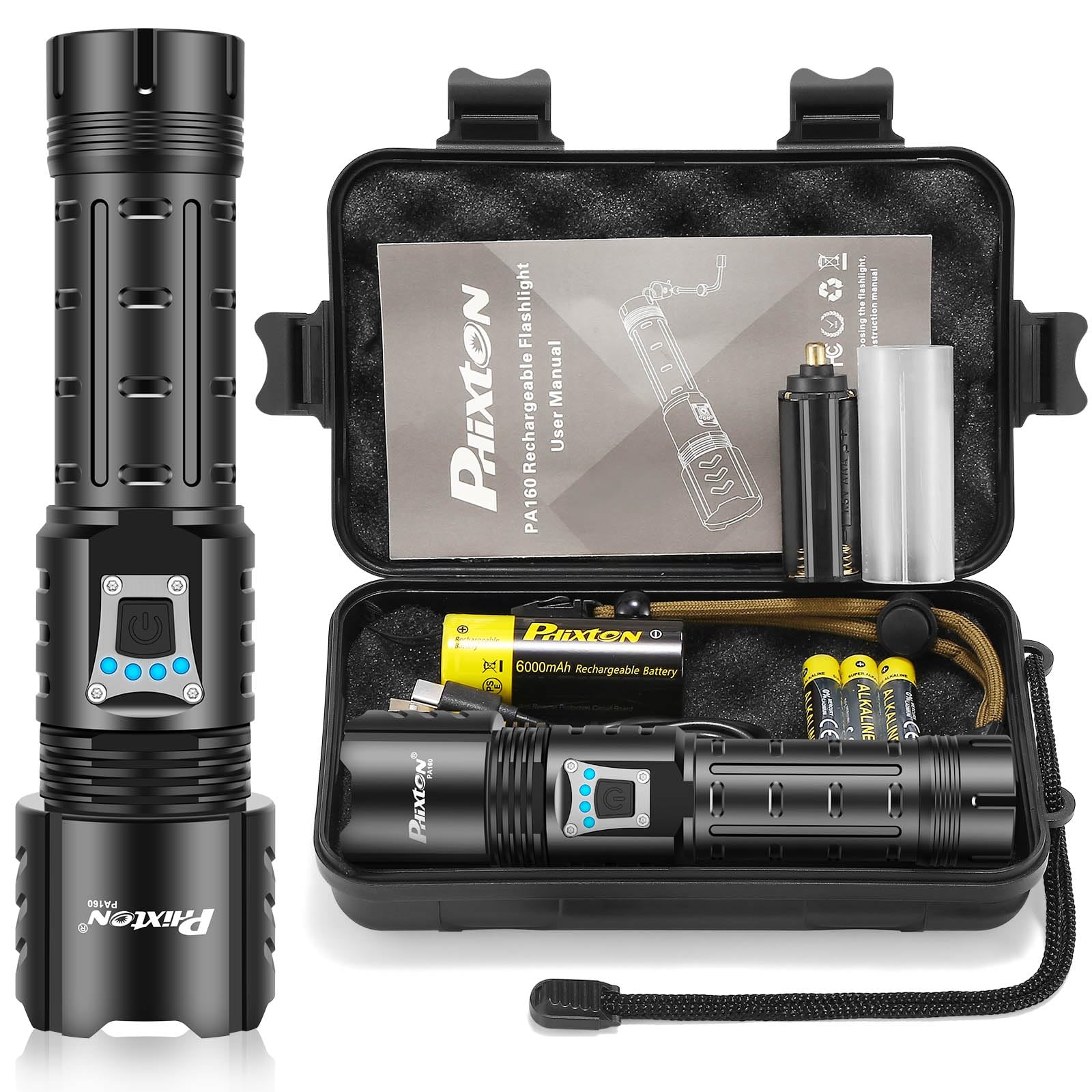 PHIXTON PA160 front view shows rugged design and high-lumen performance for outdoor use