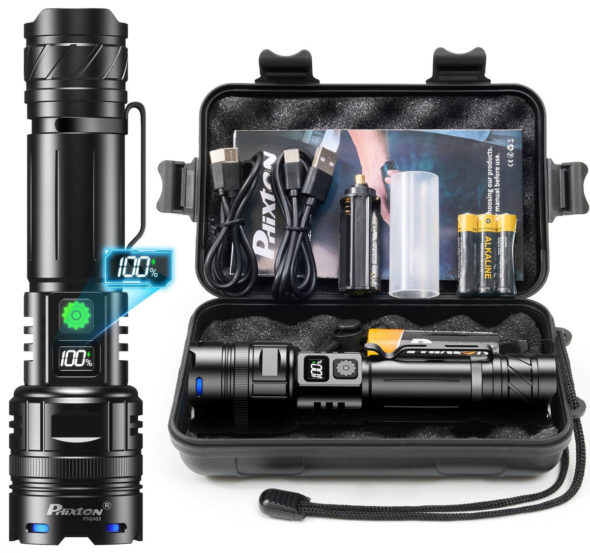 PHIXTON PH2403 long-range beam illuminates distant targets for night hikes