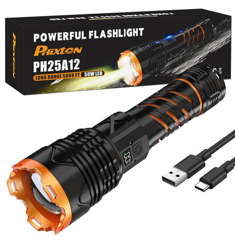 PHIXTON PH25A12 flashlight front view showcases compact design for outdoor use