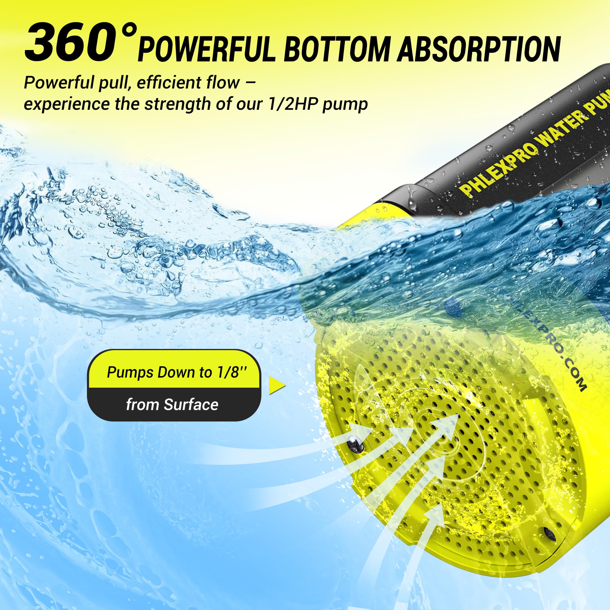 PHLEX PRO hose-connection visual shows flexible hose compatibility.