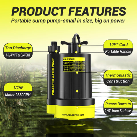 PHLEX PRO removable screen keeps debris from entering the pump.