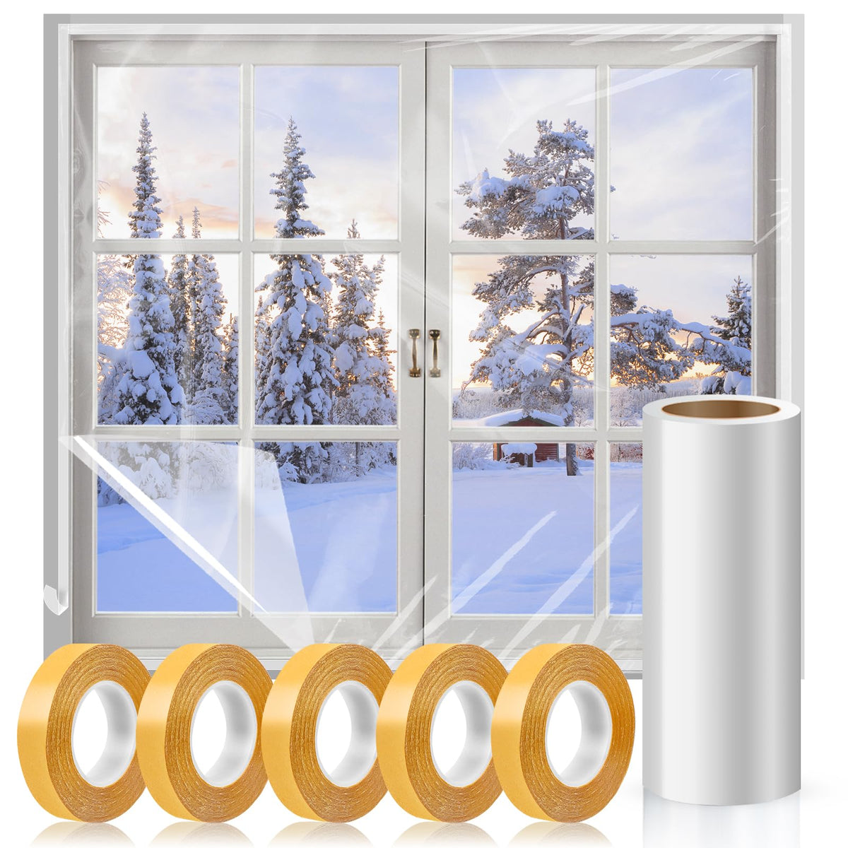Phoncoo window insulation film applied on a window for a clear view.