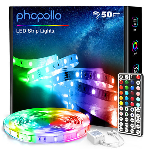 Phopollo bedroom LED strip with vibrant color options.