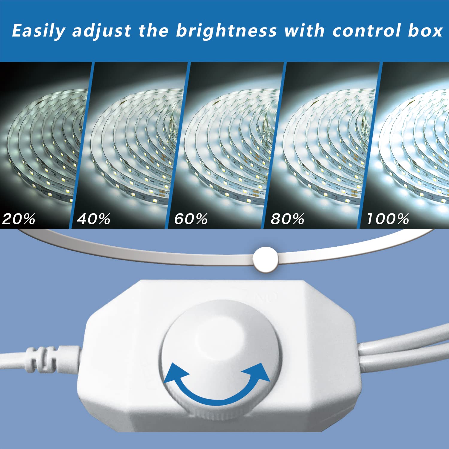 phopollo daylight 6500K LED strip for bright mirror and cabinet accents
