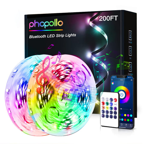 Phopollo LED strip 200ft bundle for wall installation and ambience