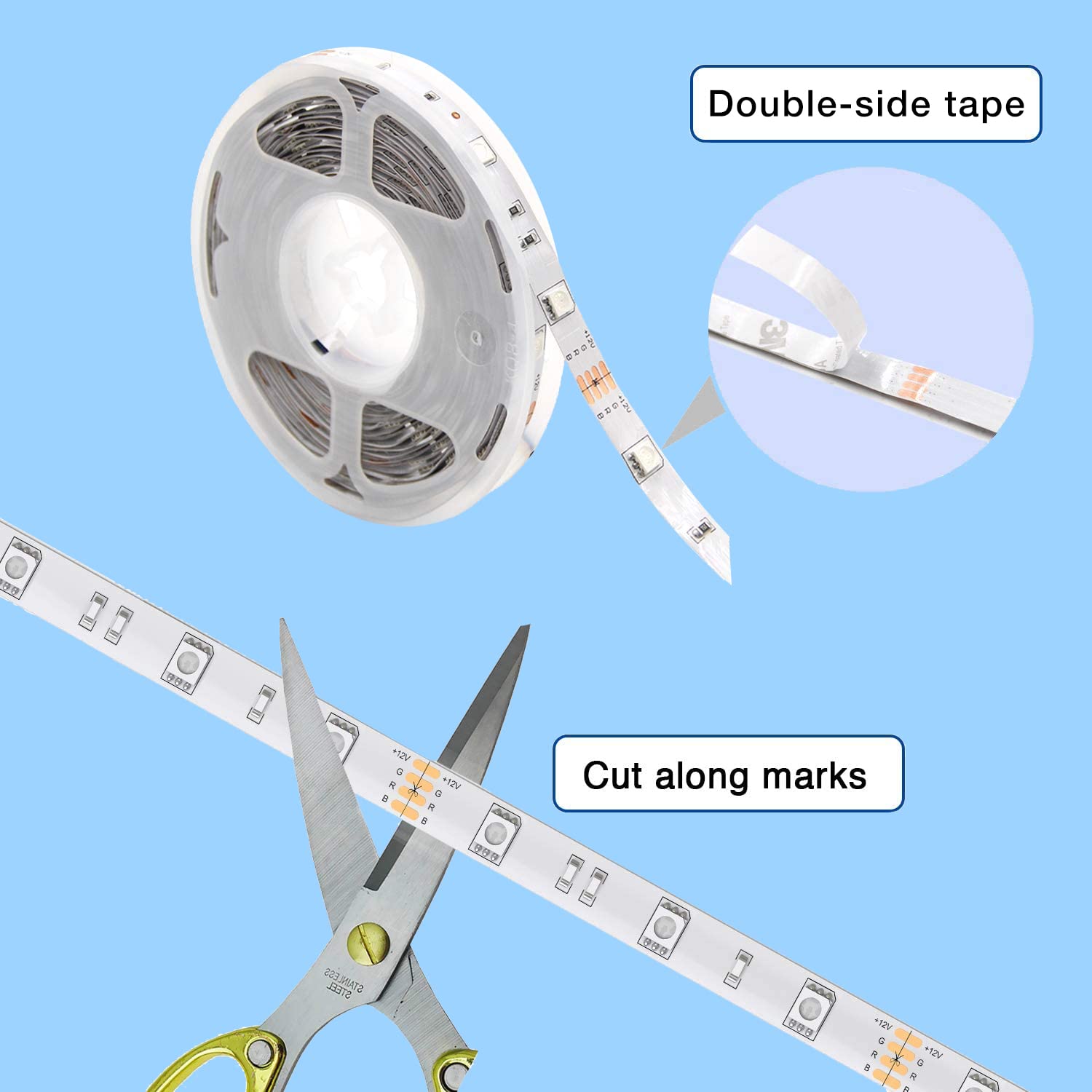 Phopollo LED strip easy installation on curved surfaces