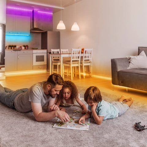Phopollo easy install LED strip with adhesive backing for quick setup.