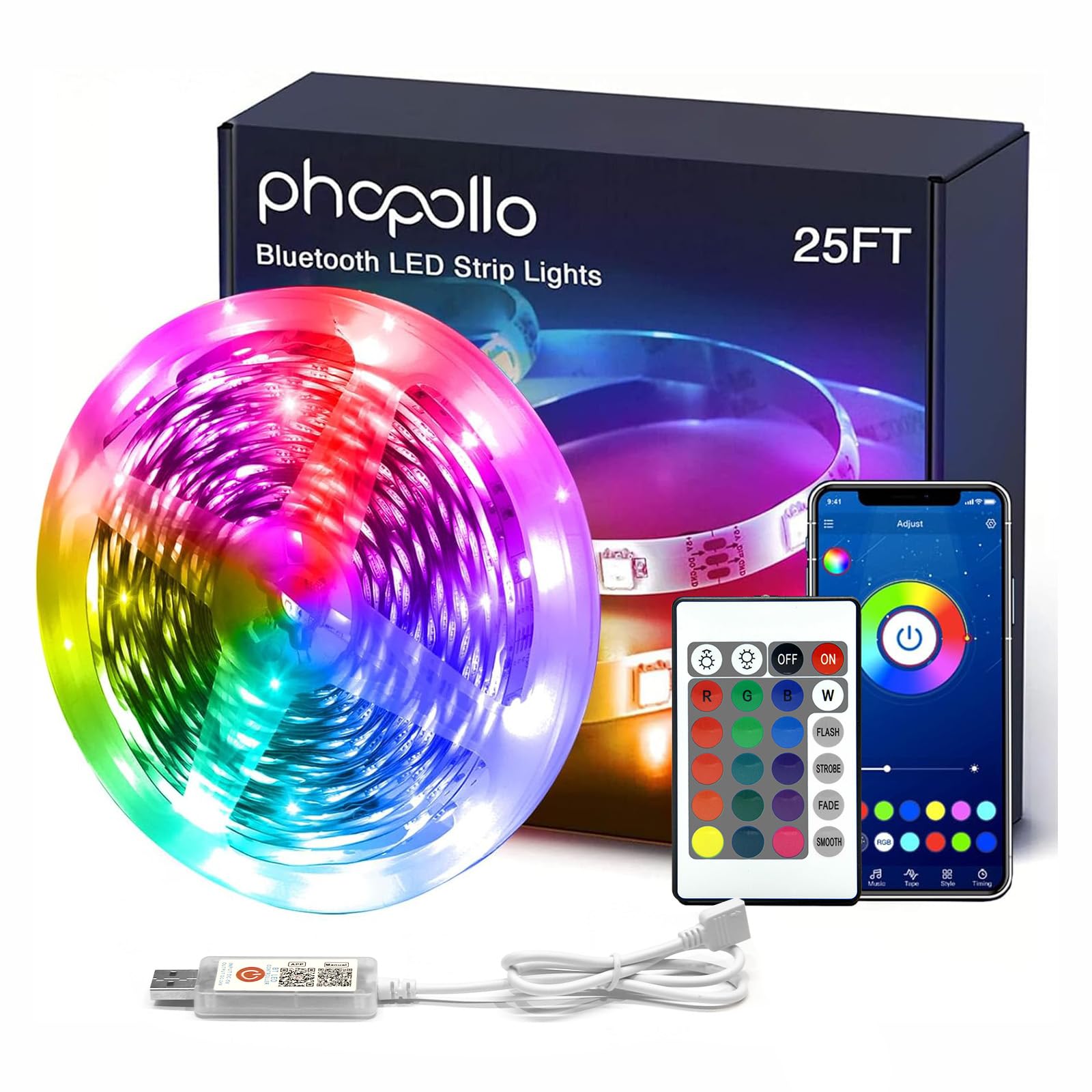 phopollo led strip light remote app control for vivid color customization