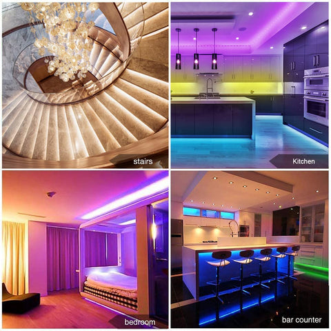 phopollo LED strip on a dry surface demonstrates easy adhesive installation