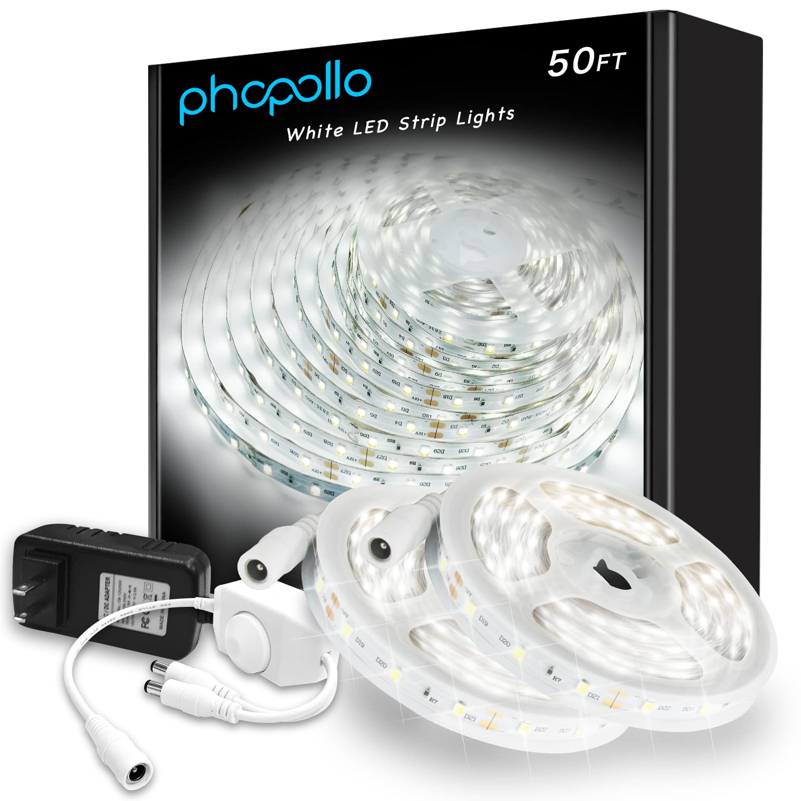 Phopollo white LED strip lights for living room setup delivering bright daylight ambiance