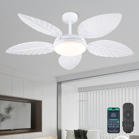 PHORUS 52-inch palm leaf ceiling fan blades showcasing tropical design and airflow