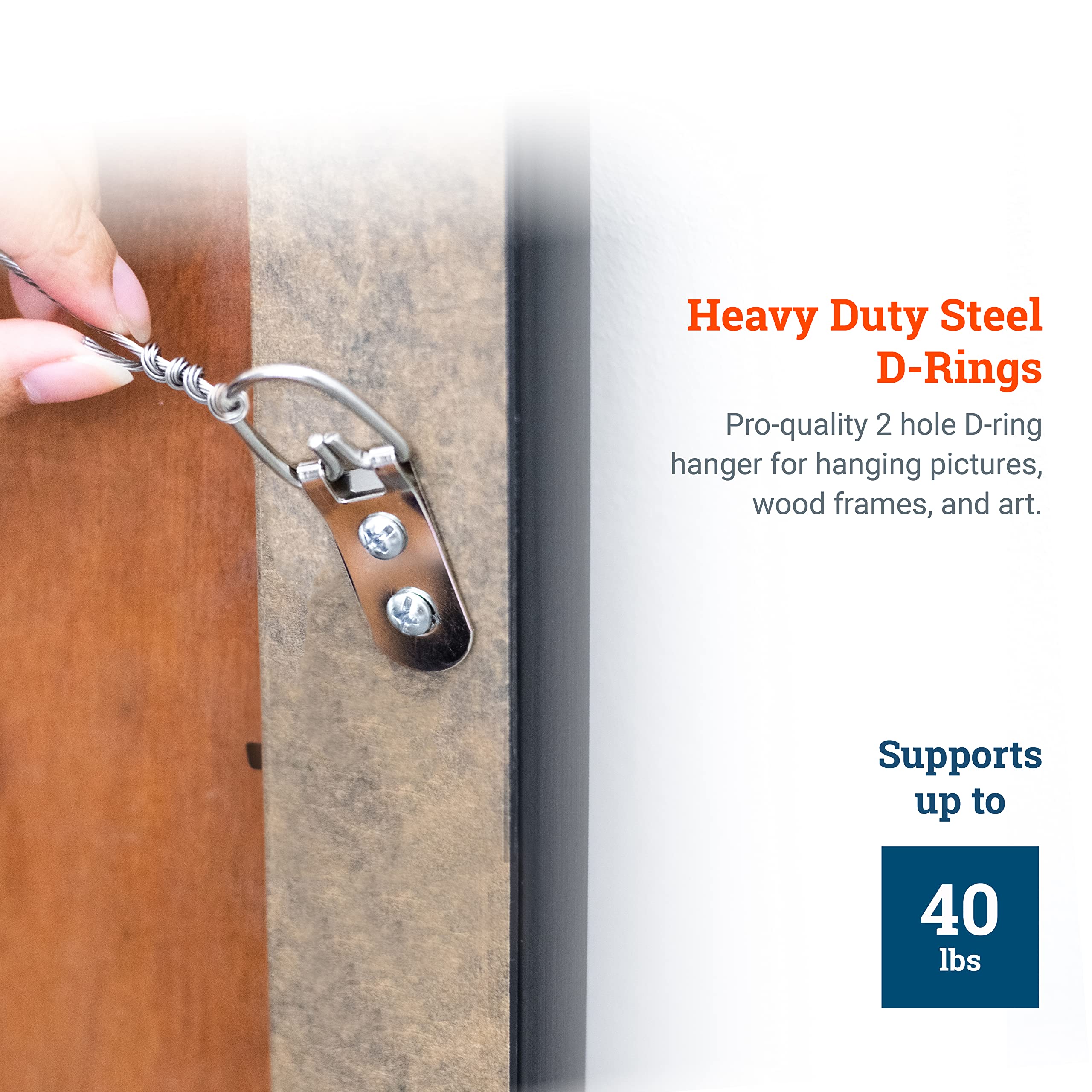PHS D-ring hanger attached to wood frame back for stable mounting