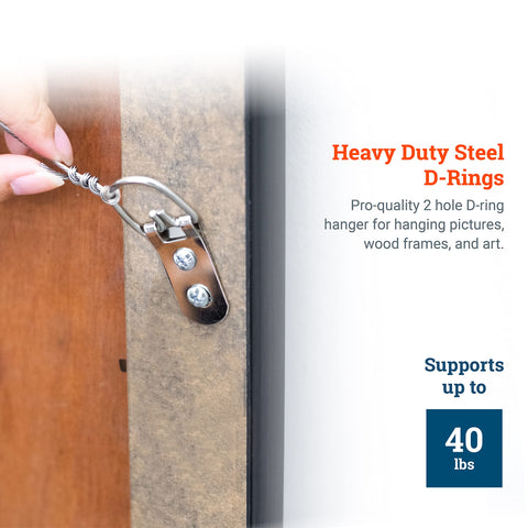 PHS D-ring hanger attached to wood frame back for stable mounting