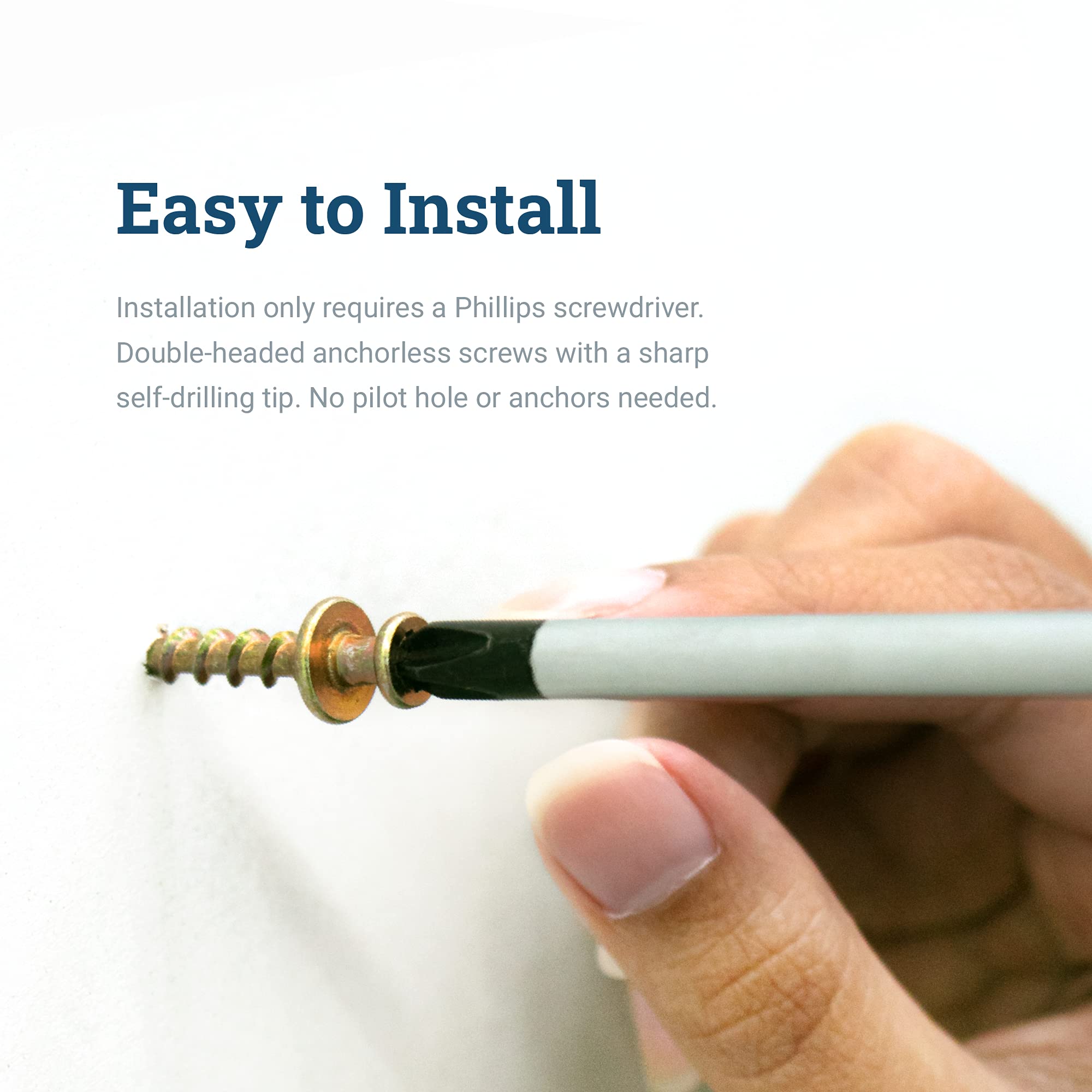 PHS easy installation guide with Phillips screwdriver and no pilot holes