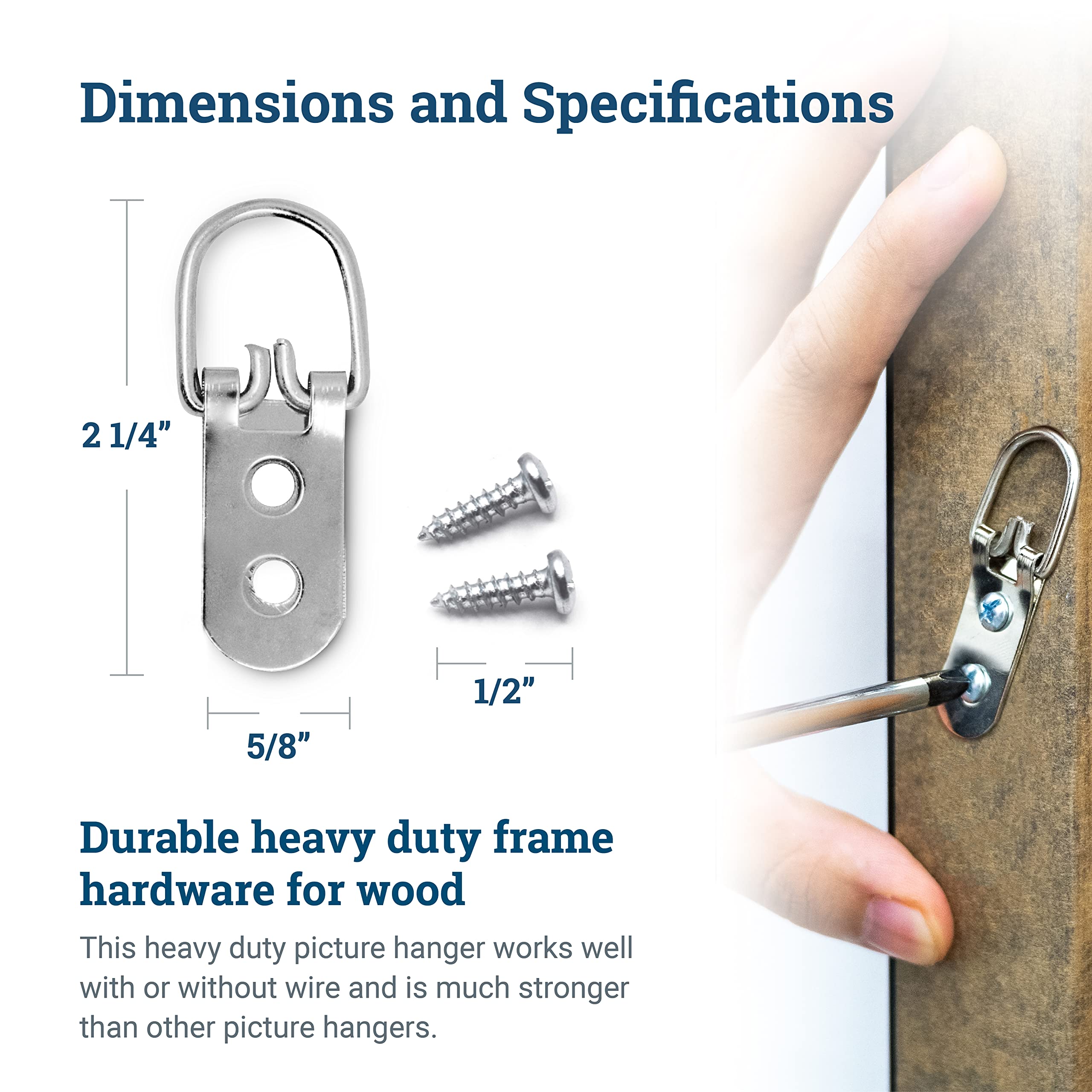 PHS heavy-duty D-ring hanger closeup shows durable metal construction