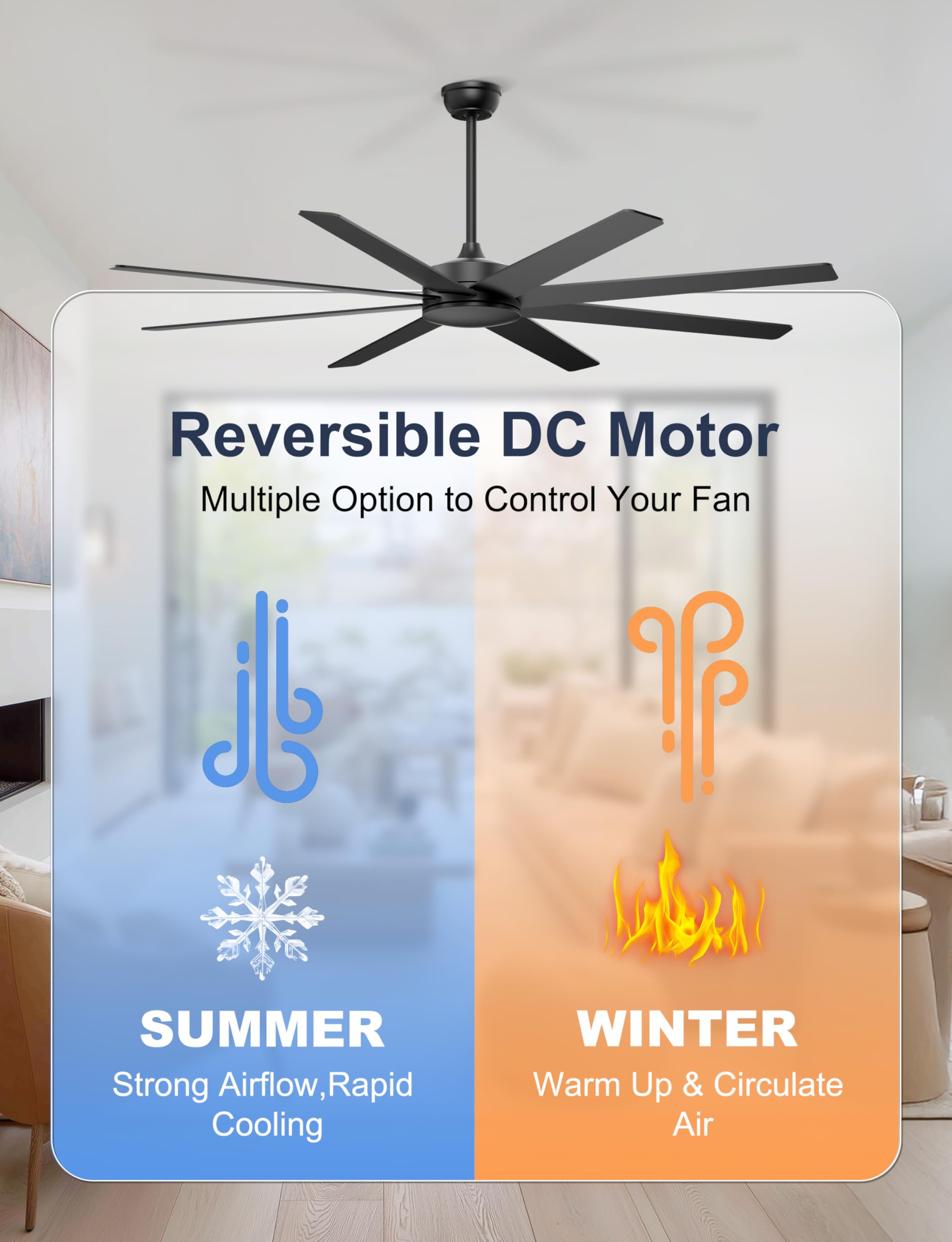 Phylluz ceiling fan fits sloped ceilings up to 15 degrees