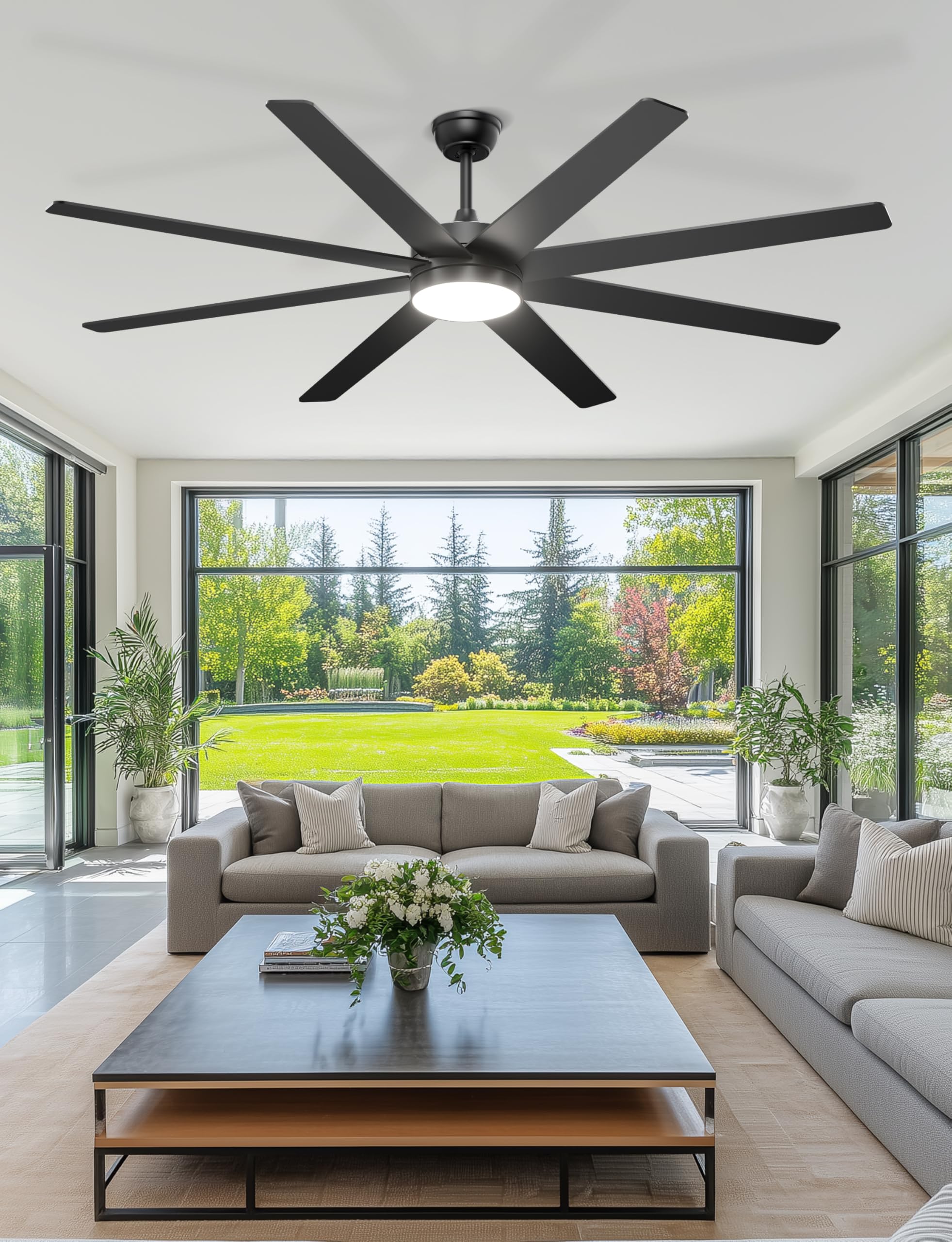 Phylluz large indoor and covered outdoor ceiling fan for versatile spaces.