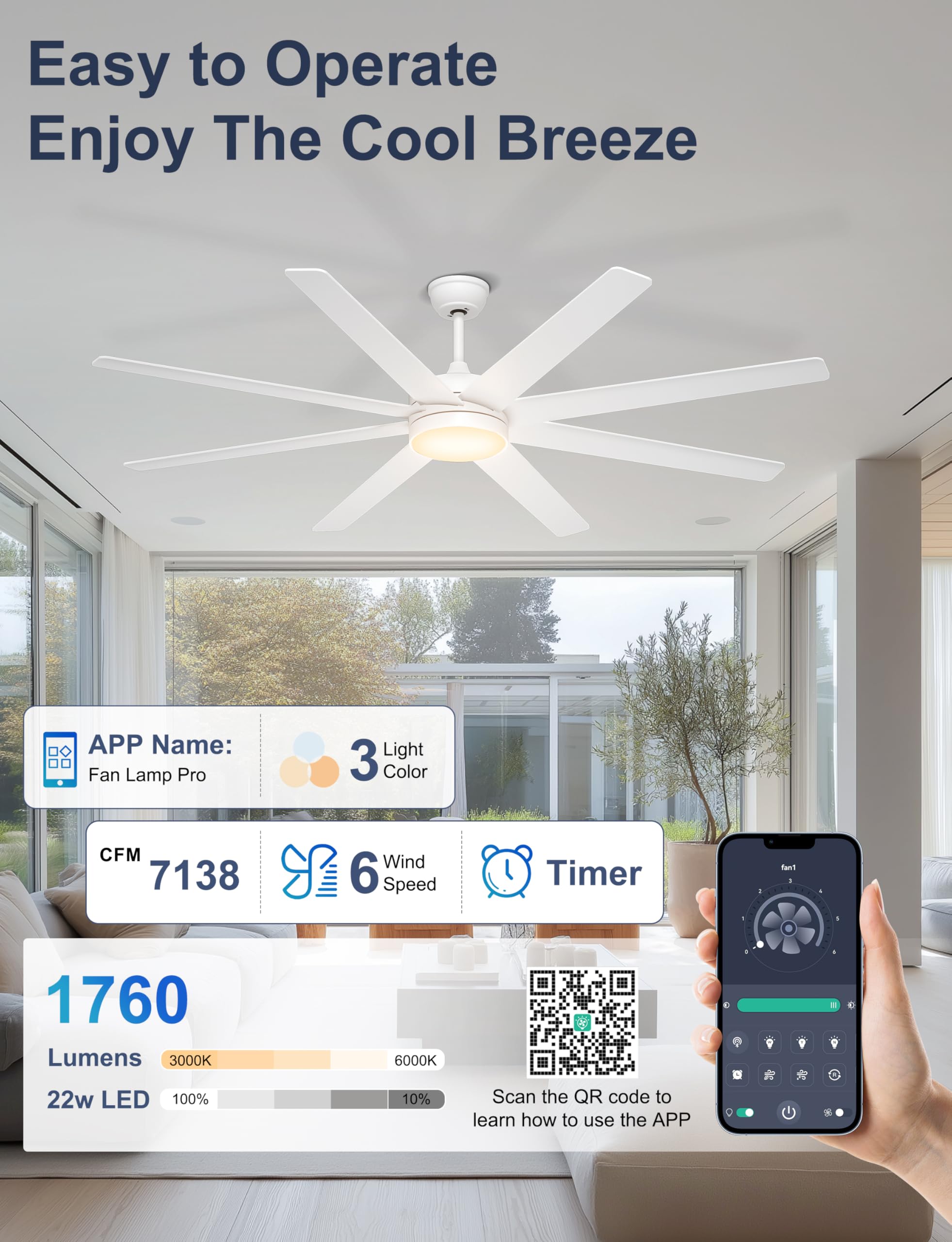 Phylluz smartphone app ceiling fan enables easy control.