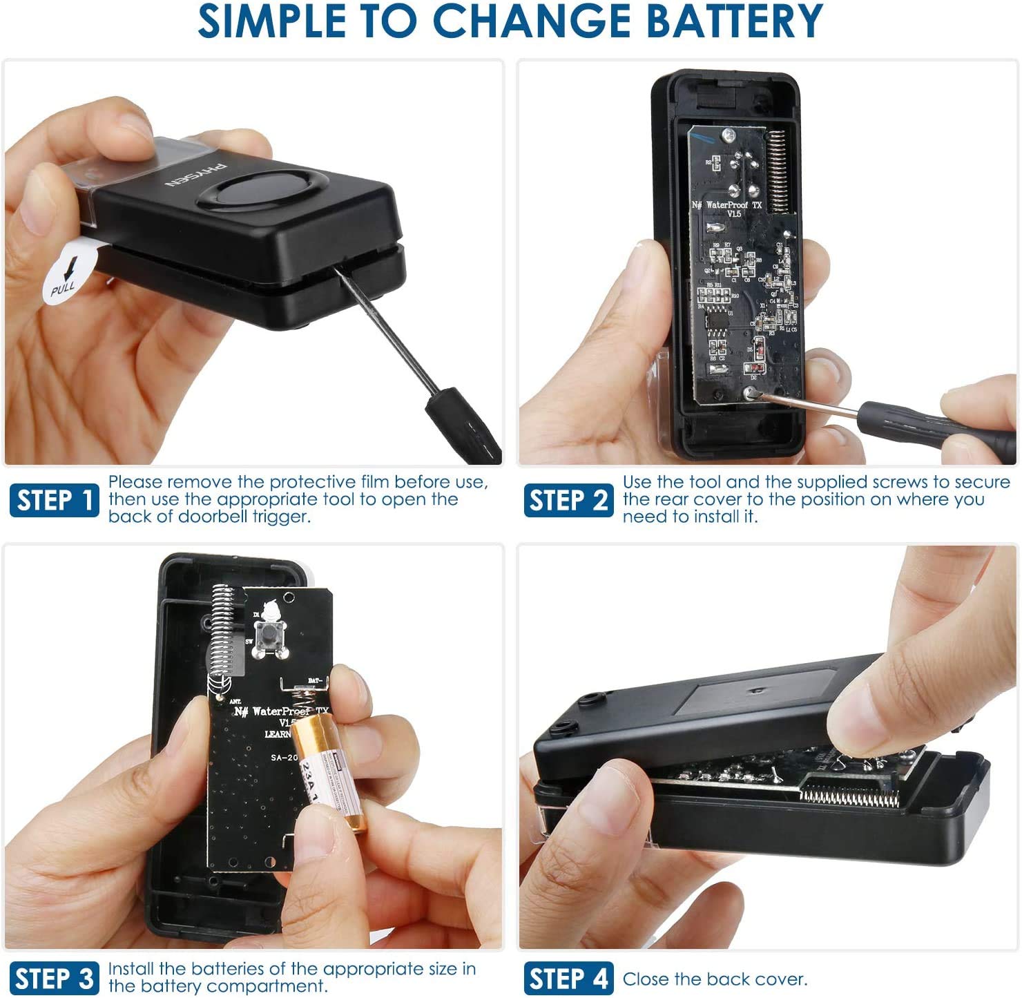 PHYSEN kit includes batteries and mounting hardware for quick setup