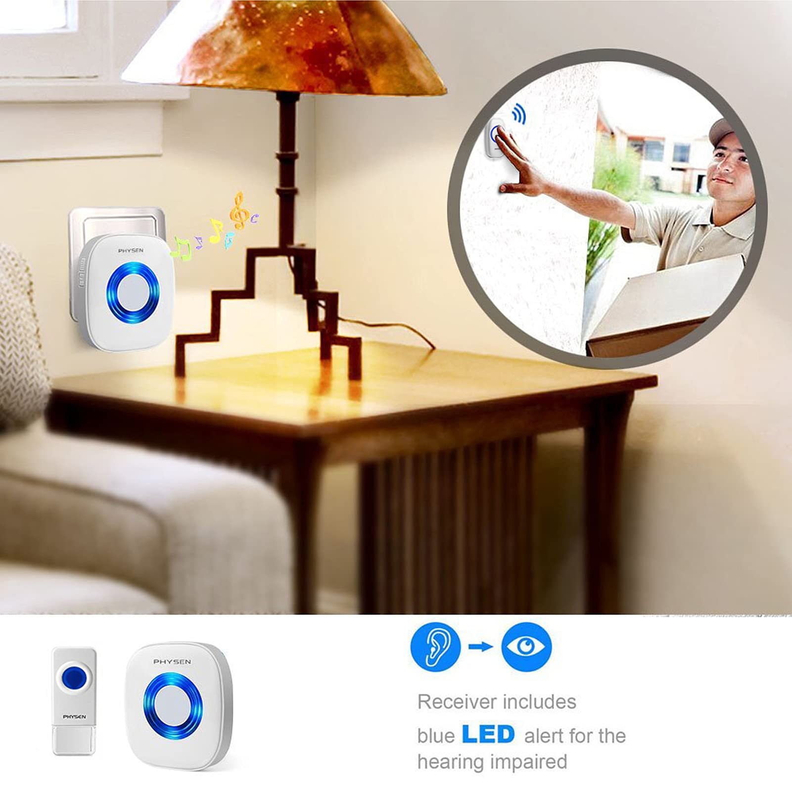 PHYSEN volume controls range from whisper to loud alerts.