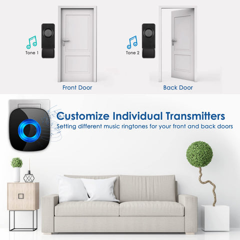 PHYSEN double transmitters pair enables front and back door alerts.