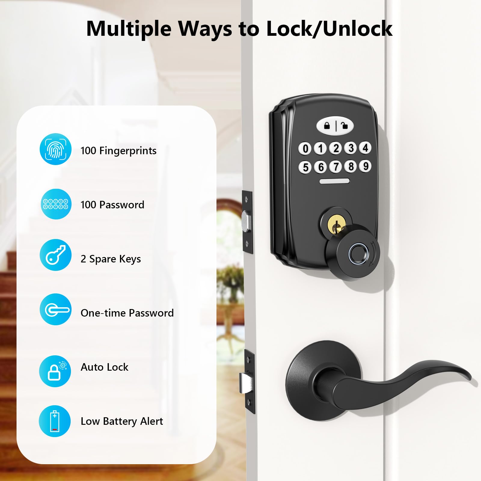 PHYSEN Fingerprint Lock digital keypad close-up highlights quick access.