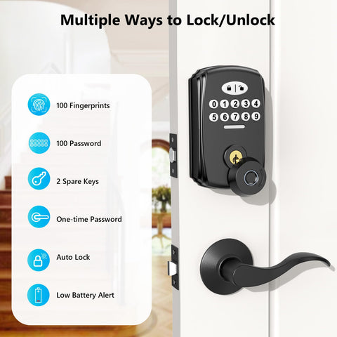 PHYSEN Fingerprint Lock digital keypad close-up highlights quick access.