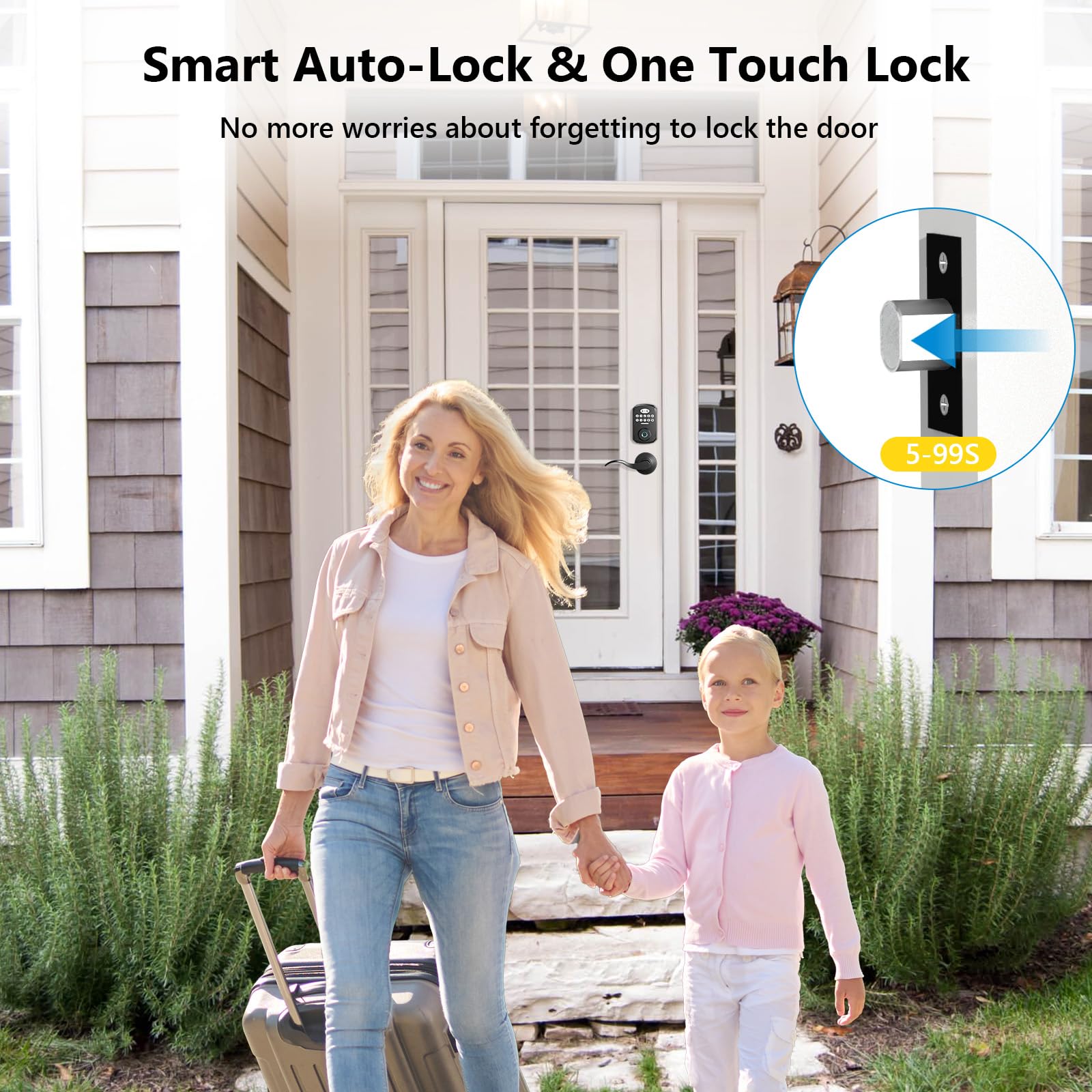 PHYSEN Smart Deadbolt close-up illustrates sturdy cylinder and weatherproof finish.
