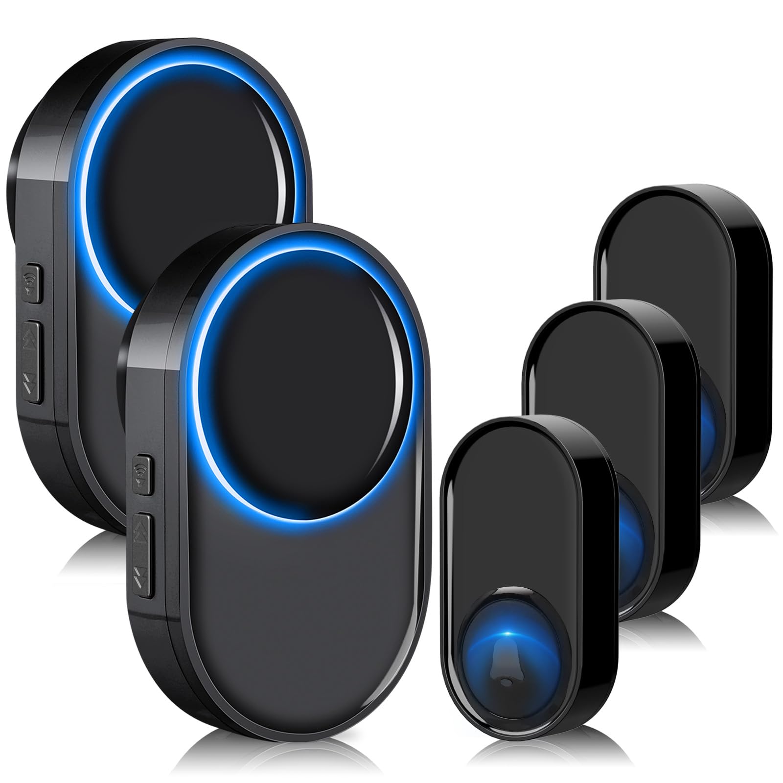 PHYSEN wireless doorbell kit with three transmitters and two receivers enables multi-room coverage.