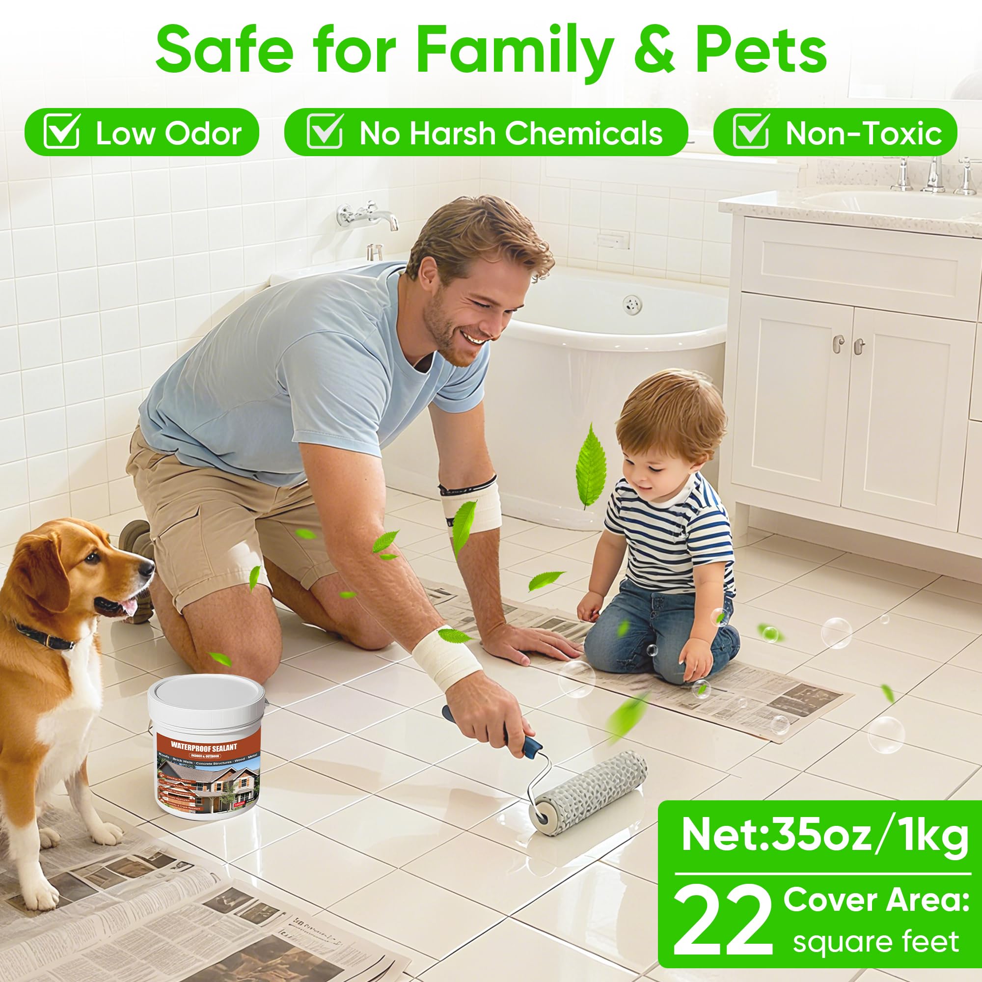 PIBEIBUK transparent sealant application with brush or pour.