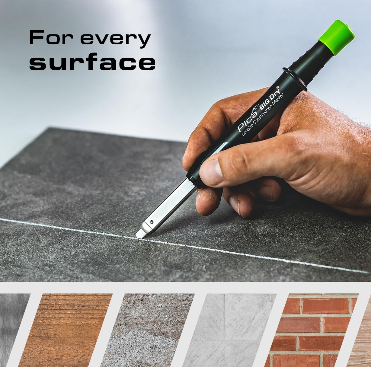 Pica Big Dry Marker for Construction press-down use eliminates cutting steps